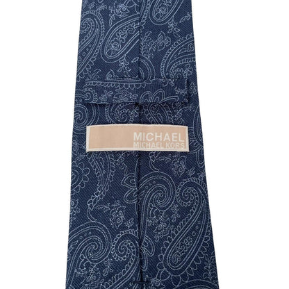 Michael Kors Navy Blue Paisley Silk/Linen Tie