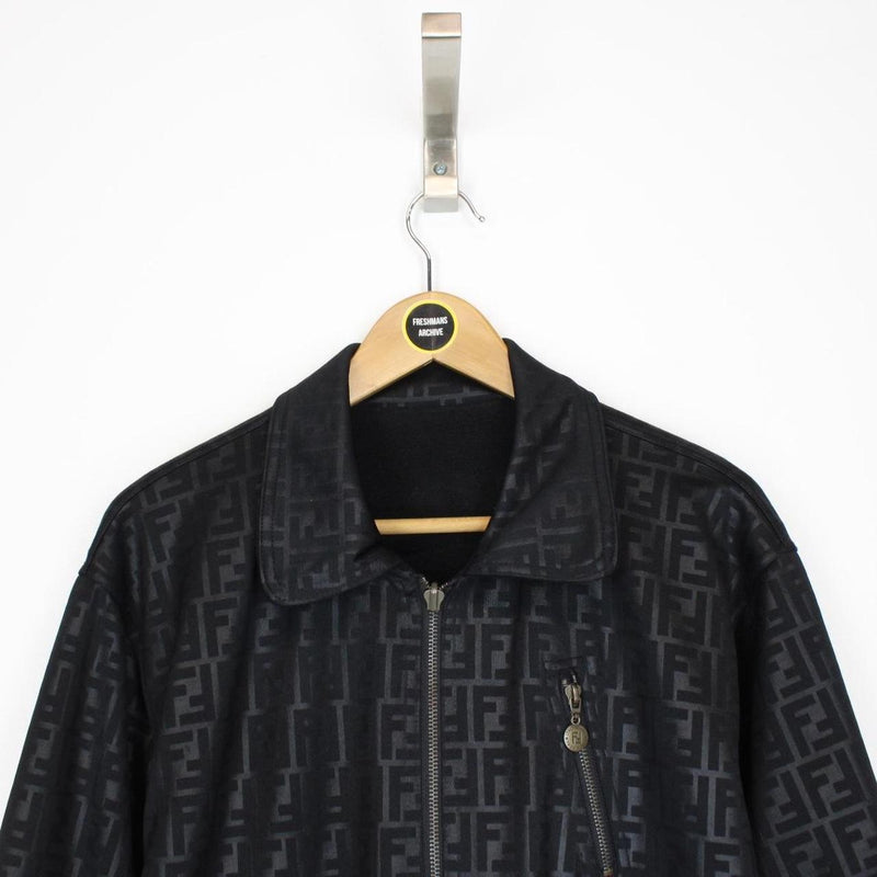 Vintage 90s Fendi Black Zucca Monogram Reversible Jacket