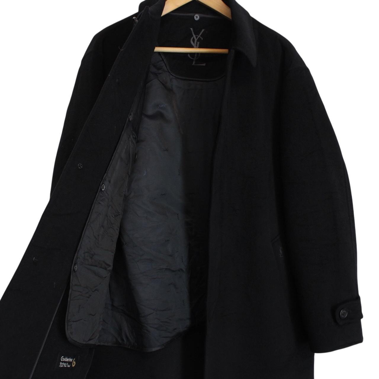 Vintage 90s Yves Saint Laurent Black Wool Blend Peacoat