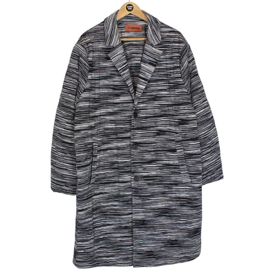 Missoni Black and White Striped Button Up Cotton Coat