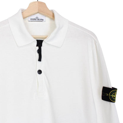 Stone Island SS 2017 White Long Sleeve Collared Cotton T-Shirt