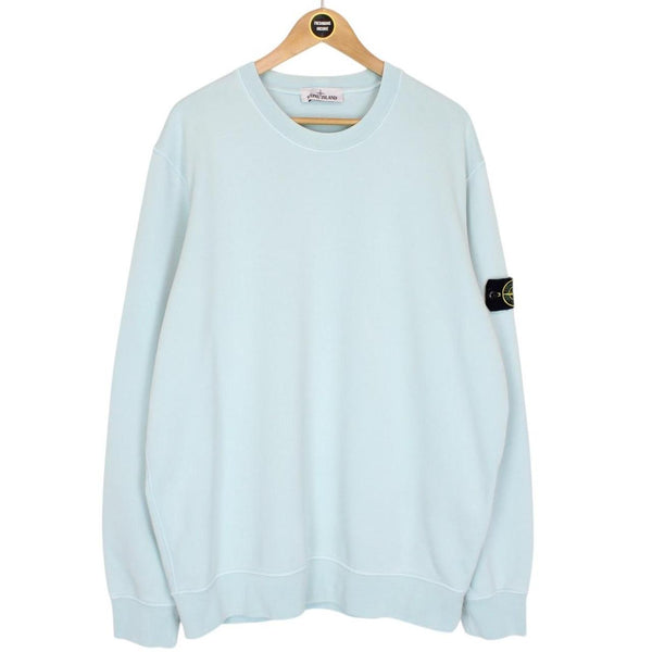 Stone Island SS 2022 Light Blue Cotton Sweatshirt Jumper