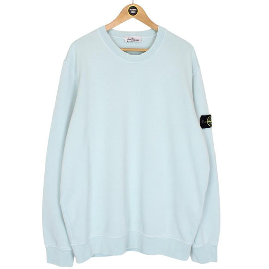 Stone Island SS 2022 Light Blue Cotton Sweatshirt Jumper