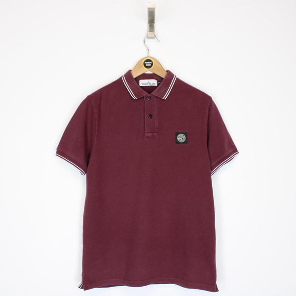 Stone Island AW 2017 Burgundy Short Sleeve Compass Polo Shirt