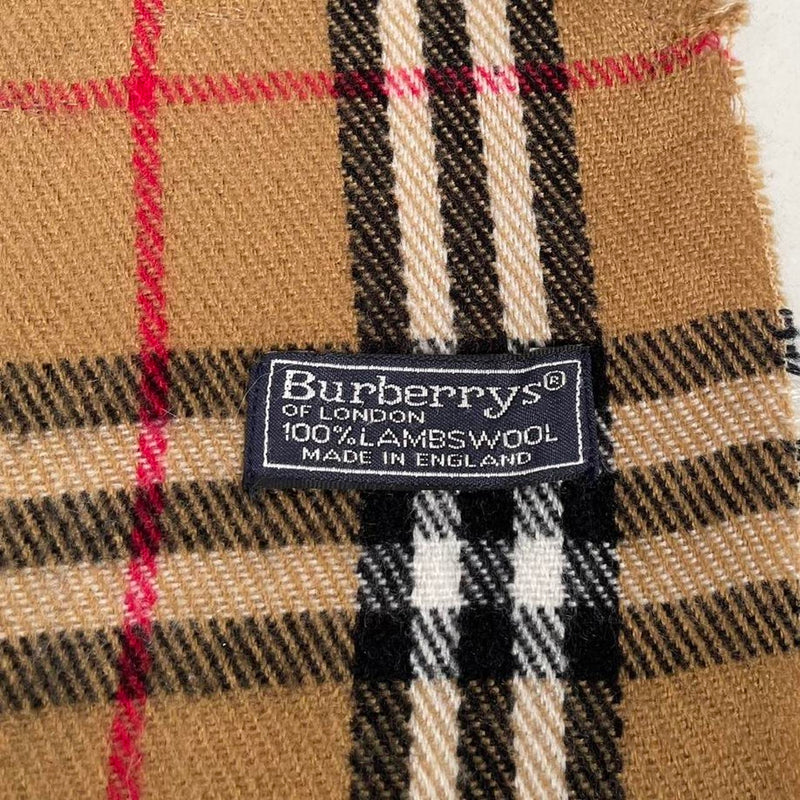Vintage 90s Burberry Tan Brown Nova Check Lambswool Scarf