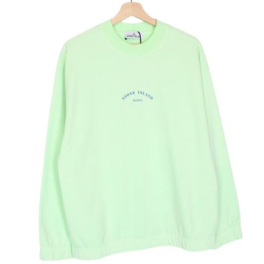 Stone Island Marina SS 2023 Light Green Plated Dyed Cotton Sweatshirt Jumper