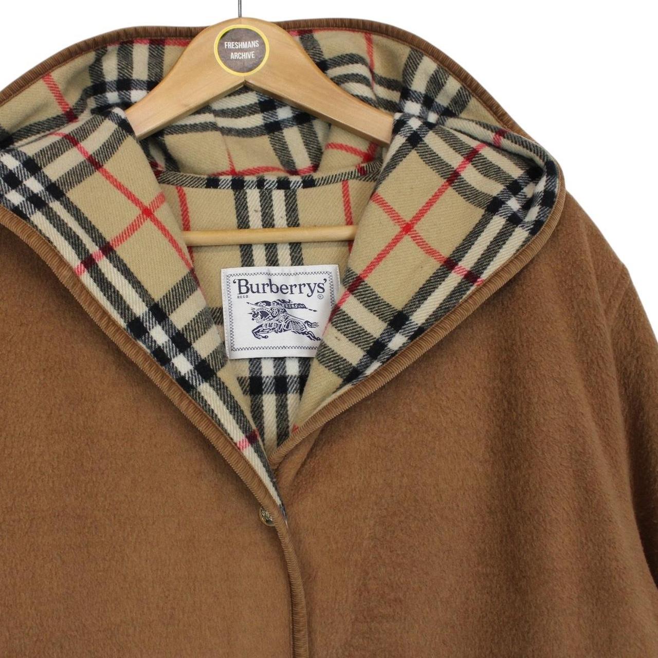 Vintage 90s Burberry Tan Brown Acrylic Wool Blend Hooded Jacket