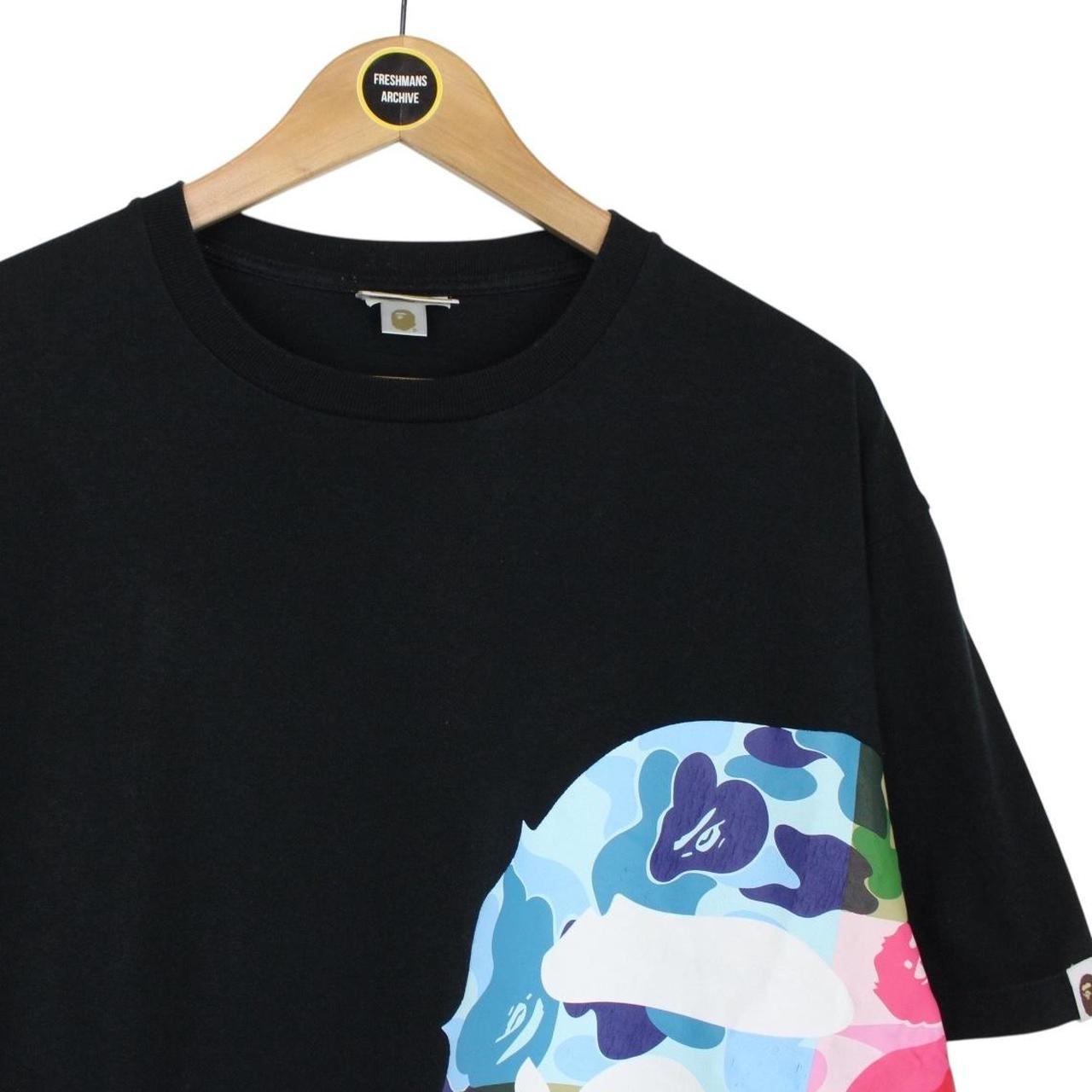 Bape Black and Multicoloured ABC Camo Crazy Side Ape Head Short Sleeve T-Shirt