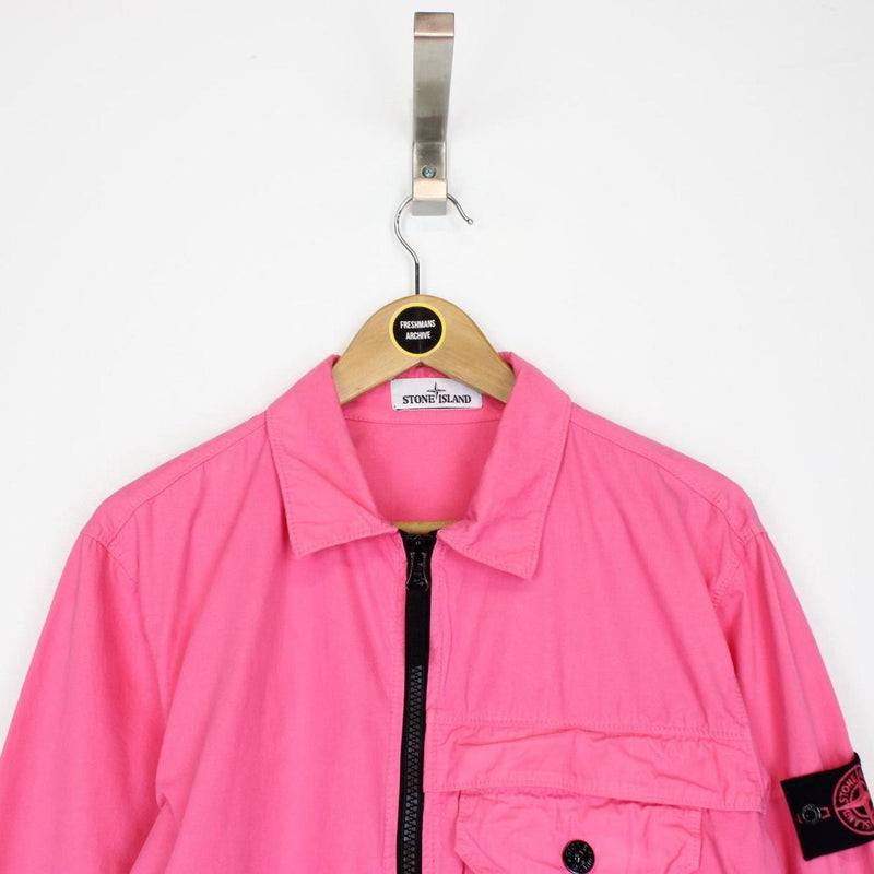 Stone Island AW 2020 Pink Full Zip Cotton Overshirt Jacket