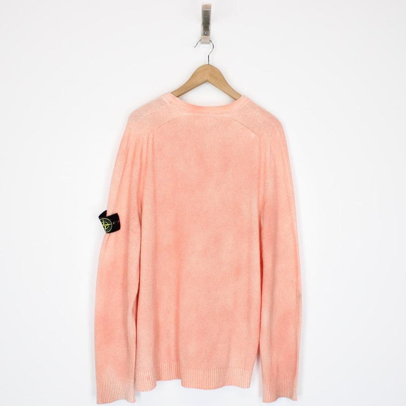 Stone Island Orange Ribbed Cotton Knit Sweatshirt Jumper