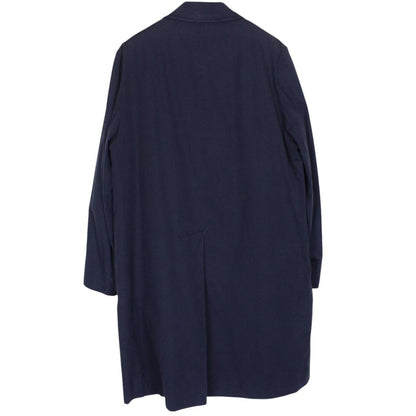 Vintage 80s Aquascutum Navy Blue Aqua 5 Cotton Blend Single Breasted Trench Coat