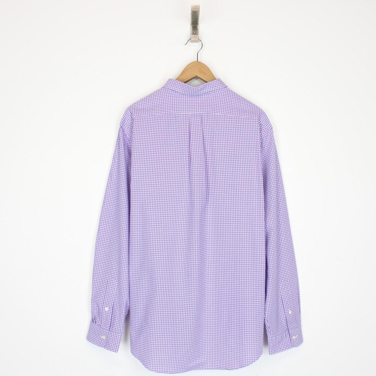 Polo Ralph Lauren Purple and White Gingham Check Long Sleeve Cotton Poplin Shirt