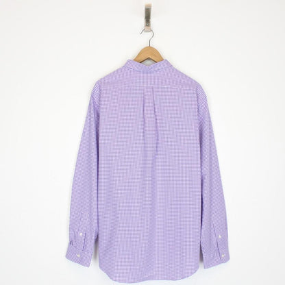 Polo Ralph Lauren Purple and White Gingham Check Long Sleeve Cotton Poplin Shirt