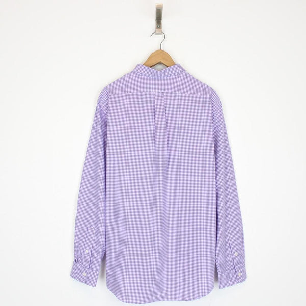 Polo Ralph Lauren Purple and White Gingham Check Long Sleeve Cotton Poplin Shirt