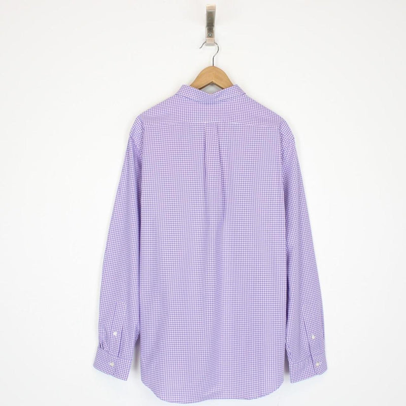 Polo Ralph Lauren Purple and White Gingham Check Long Sleeve Cotton Poplin Shirt
