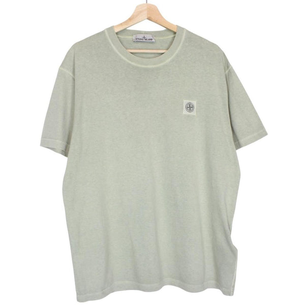 Stone Island Green Short Sleeve Fissato Effect Cotton Compass Logo T-Shirt