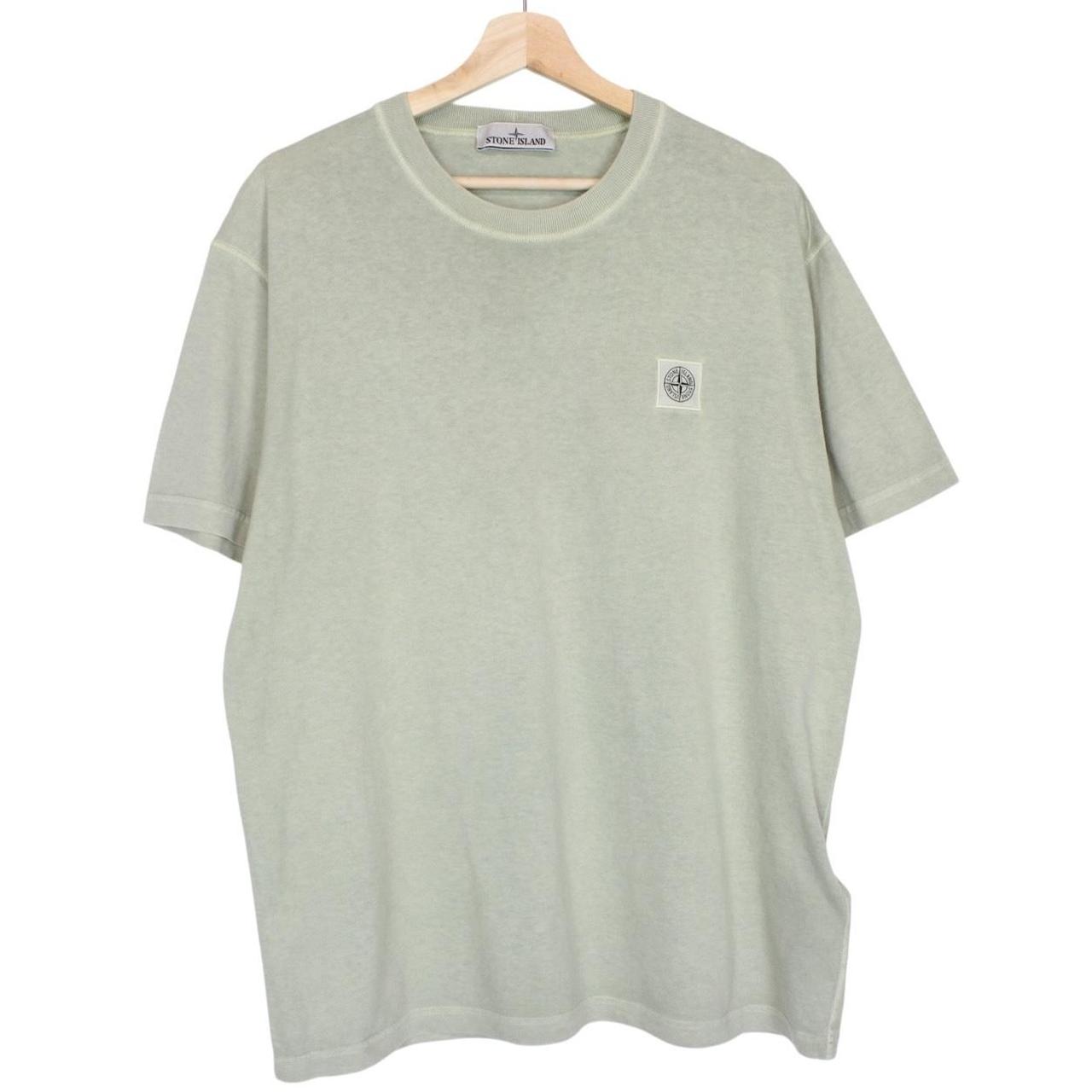 Stone Island Green Short Sleeve Fissato Effect Cotton Compass Logo T-Shirt