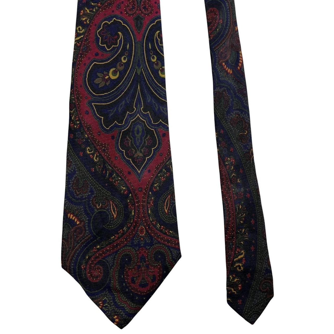 Polo Ralph Lauren multicoloured silk tie with paisley print design and logo detail.