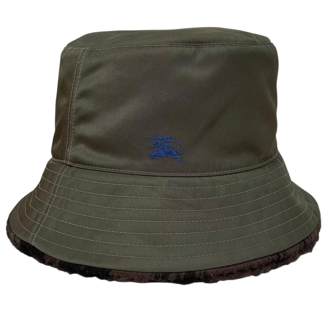 Burberry Green and Brown Fleece Reversible Nova Check Bucket Hat