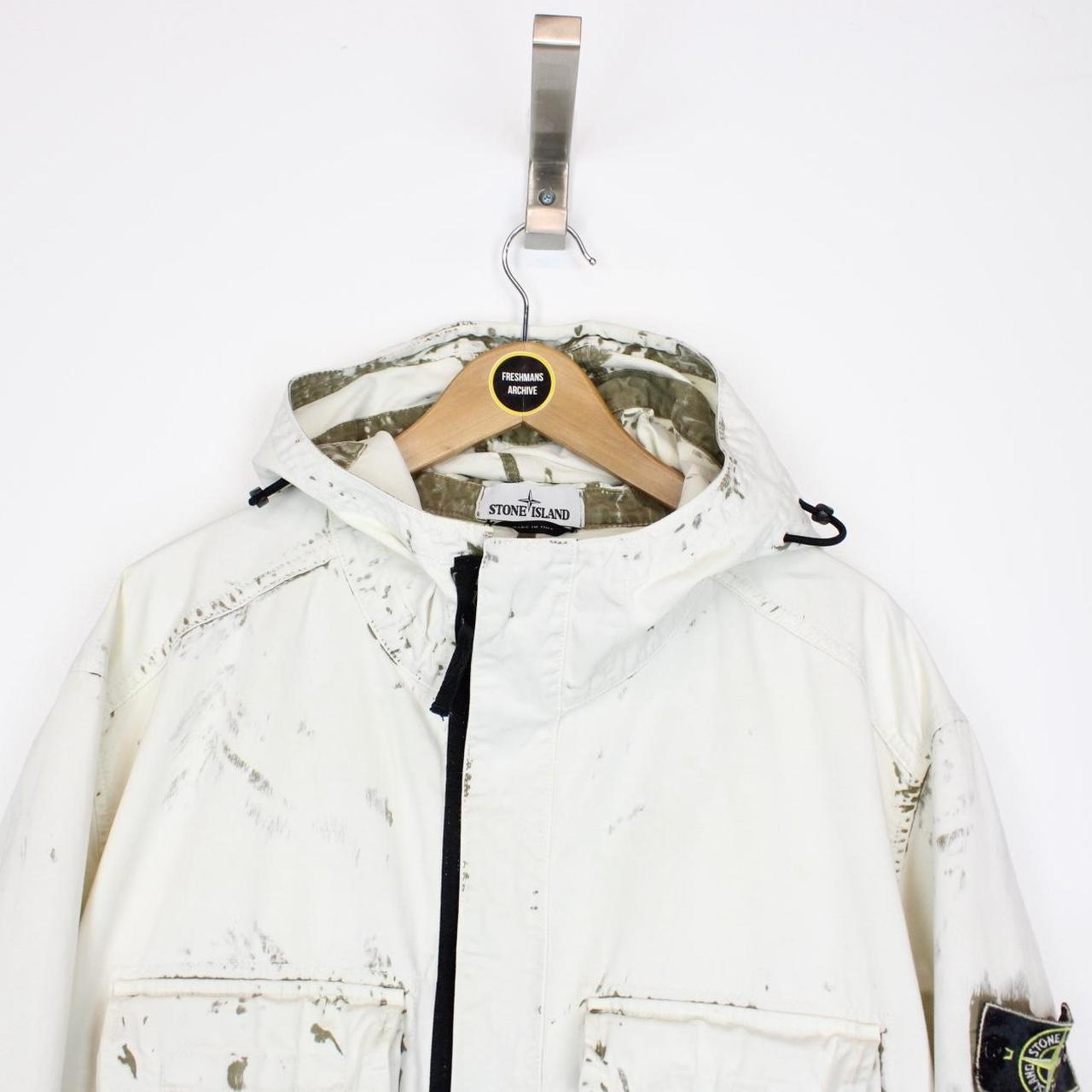 Stone Island SS 2017 Cream and Olive Hand Corrosion on Raso Jacket