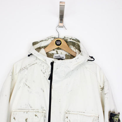 Stone Island SS 2017 Cream and Olive Hand Corrosion on Raso Jacket