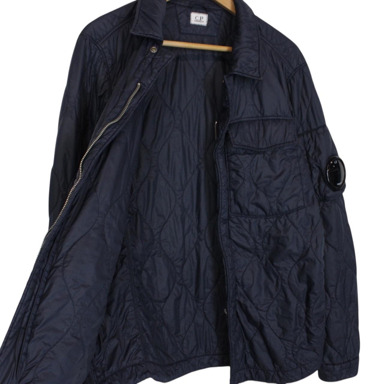CP Company Navy Blue Full Zip Quilted Lens Overshirt Jacket