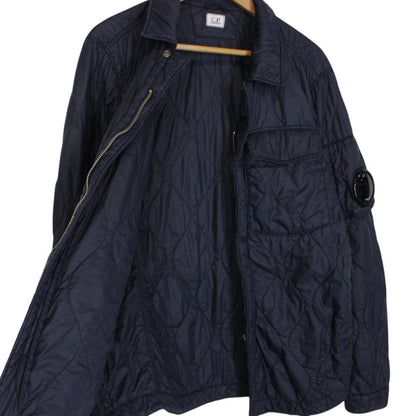 CP Company Navy Blue Full Zip Quilted Lens Overshirt Jacket