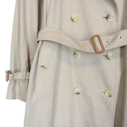 Vintage 90s Burberry Beige Double Breasted Belted Trench Coat