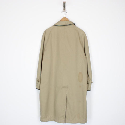 Vintage 80s Burberry Beige and Green Single Breasted Reversible Trench Coat