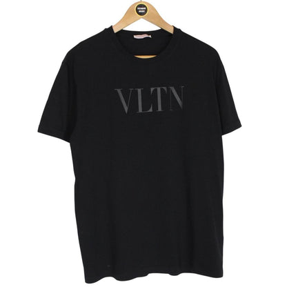 Valentino Black VLTN Logo Print Cotton Short Sleeve T-Shirt