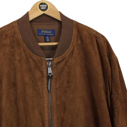Polo Ralph Lauren Brown Goat Suede Leather Bomber Jacket