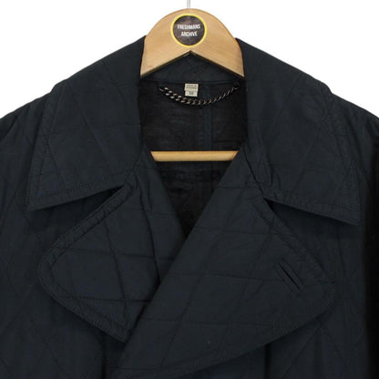 Burberry London Navy Blue Cotton Quilted Double Breasted Jacket