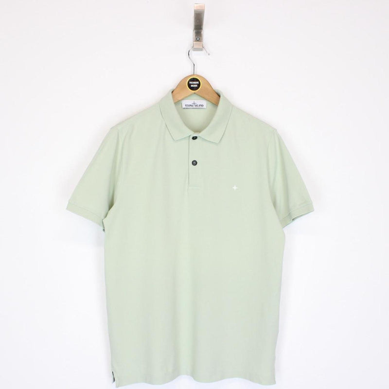 Stone Island Pale Green Short Sleeve Compass Cotton Polo Shirt