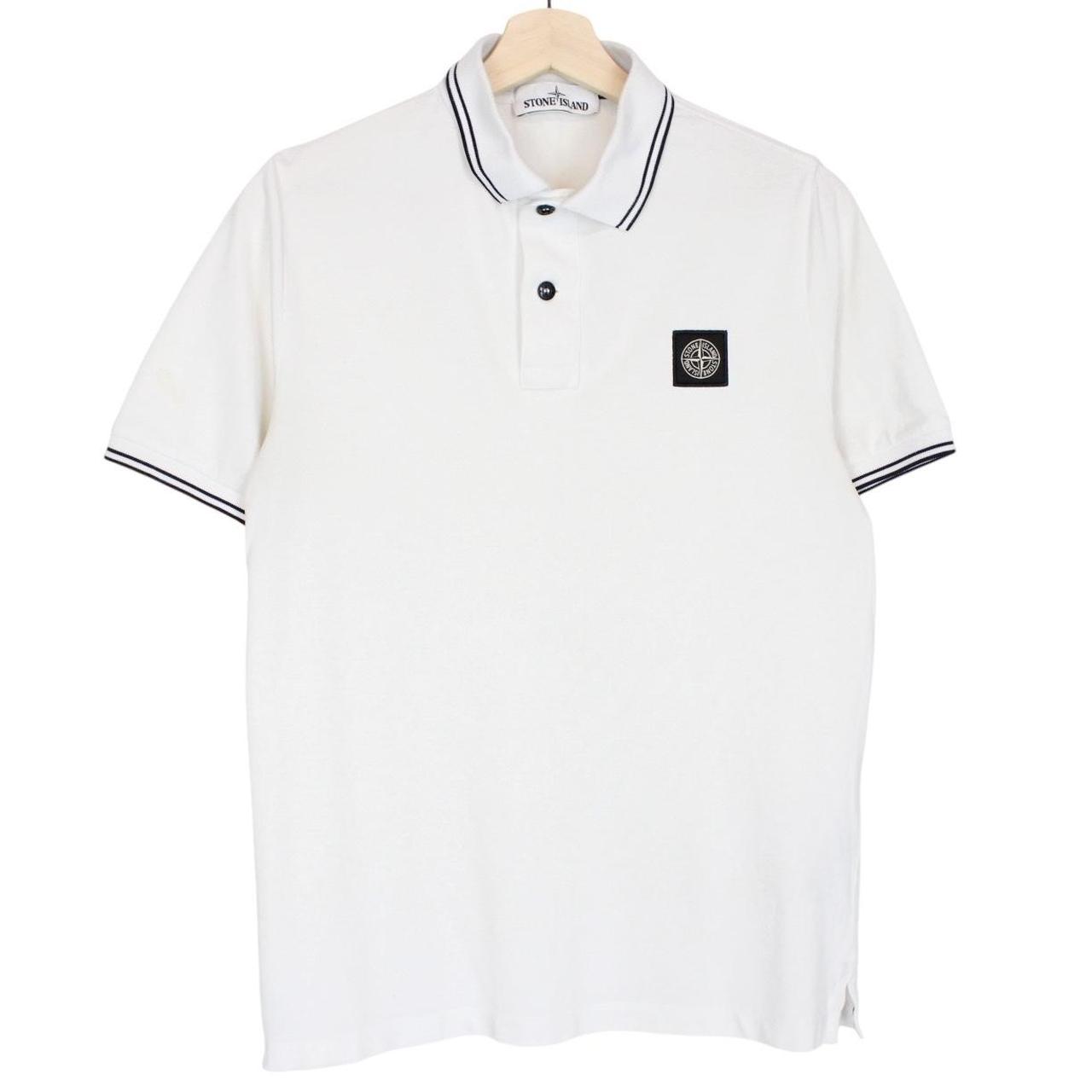 Stone Island White Short Sleeve Compass Cotton Polo Shirt