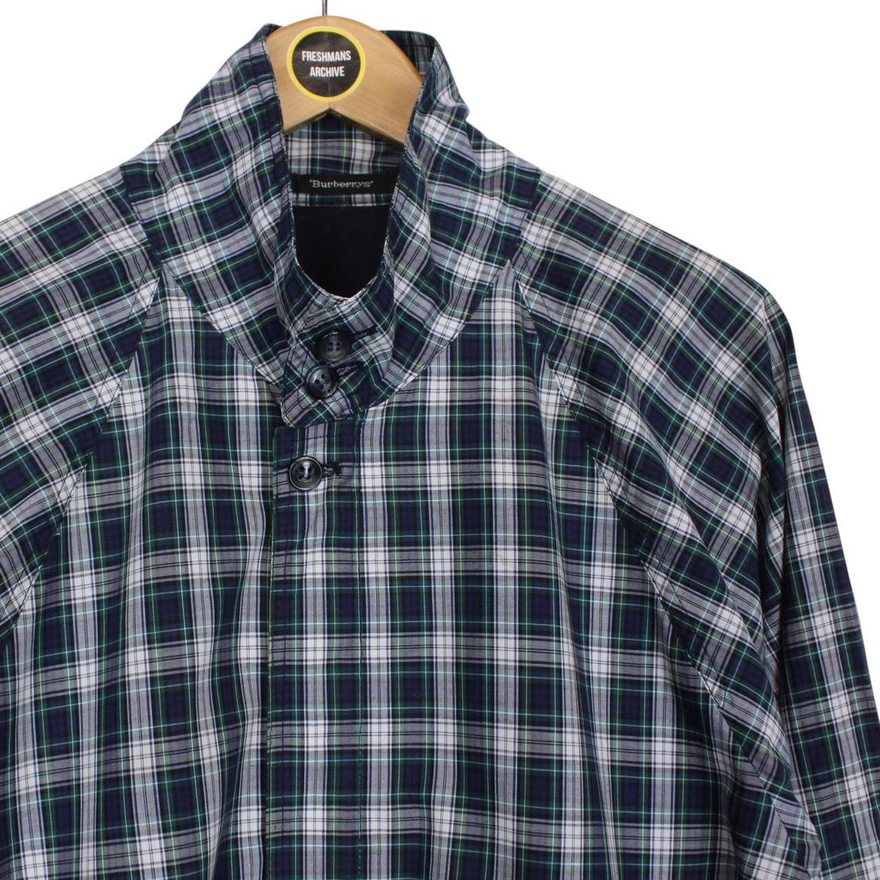Vintage 90s Burberry Navy Blue Check Cotton Harrington Jacket