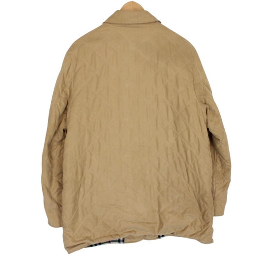 Vintage Burberry London Tan Brown Nova Check Lined Quilted Jacket