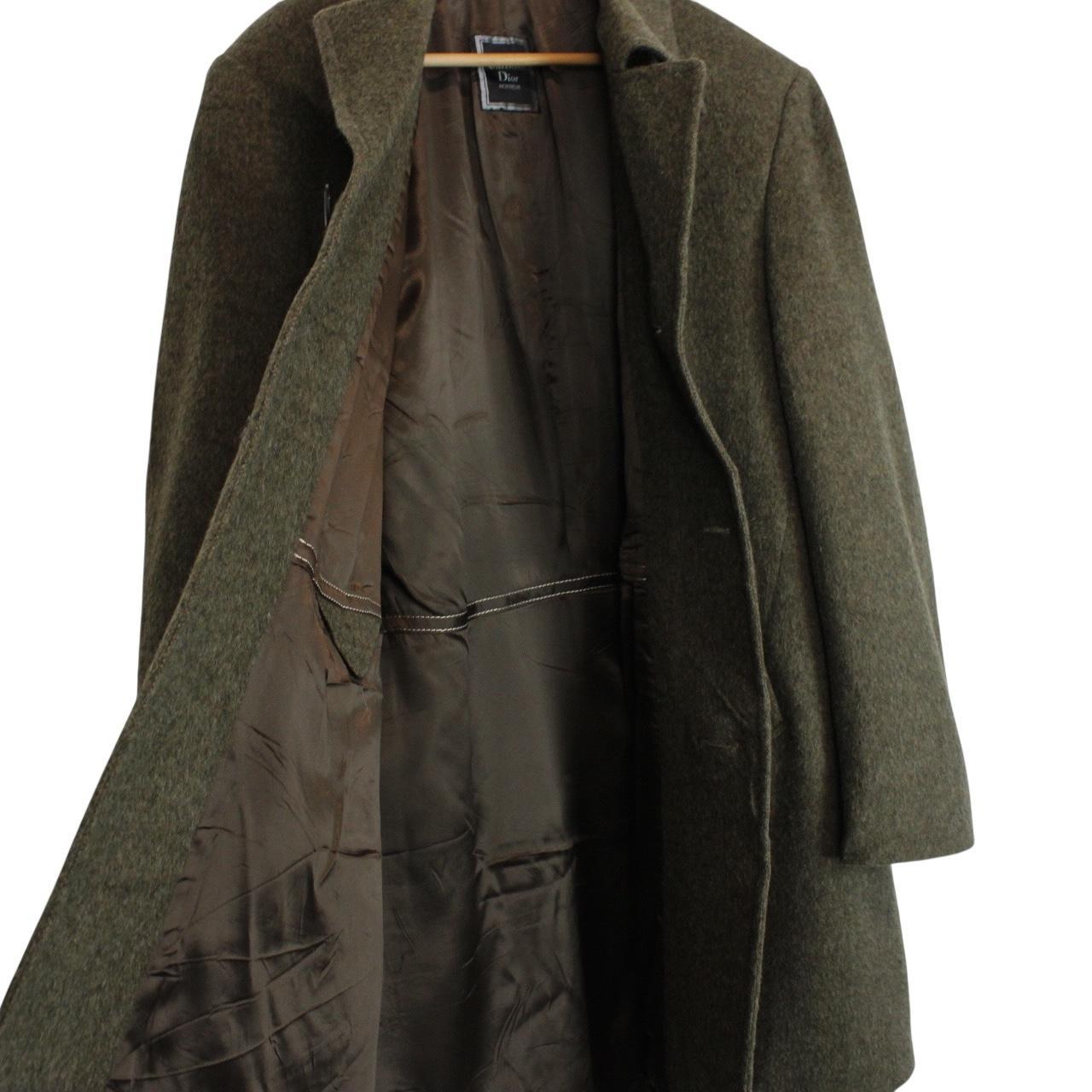 Vintage 90s Christian Dior Green Virgin Wool Overcoat