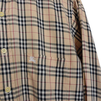 Vintage Burberry London Beige Nova Check Cotton Long Sleeve Shirt