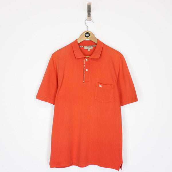 Burberry London Orange Nova Check Detail Short Sleeve Cotton Polo Shirt