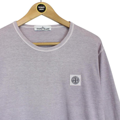 Stone Island SS 2018 Purple Fissato Effecr Long Sleeve Compass T-Shirt