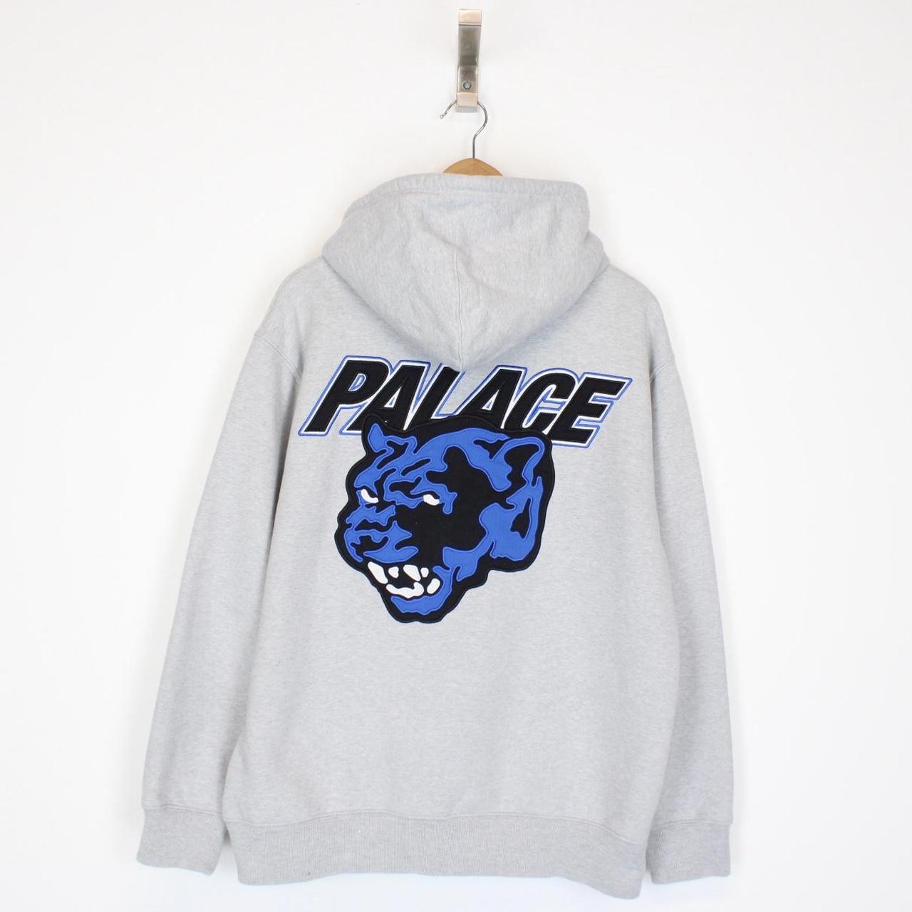 Palace 2023 Marl Grey Panther Embroidered Logo Hoodie Jumper