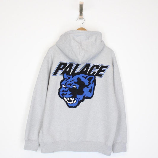 Palace 2023 Marl Grey Panther Embroidered Logo Hoodie Jumper