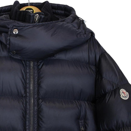 Moncler Pascal Navy Blue Full Zip Hooded Down Puffer Jacket
