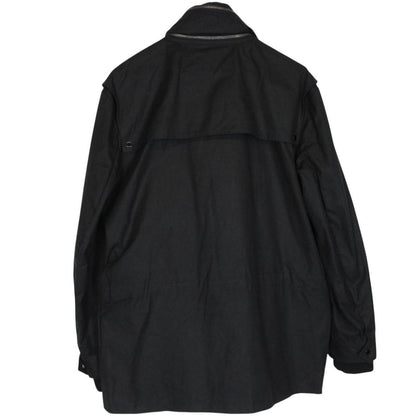 Saint Laurent Black Waxed Cotton Full Zip Parka Jacket