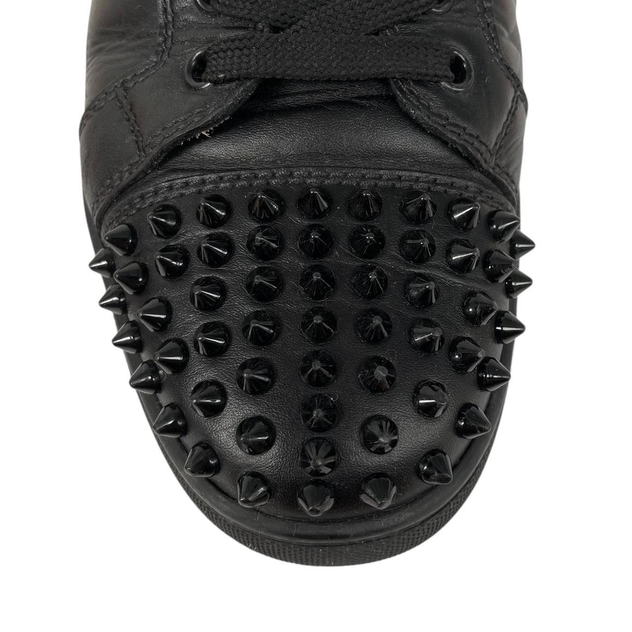 Christian Louboutin Black and Red Louis Junior Spikes Calfskin Leather Trainers
