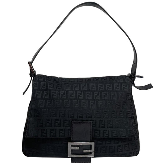 Fendi Black Zucca Monogram Mama Baguette Shoulder Bag