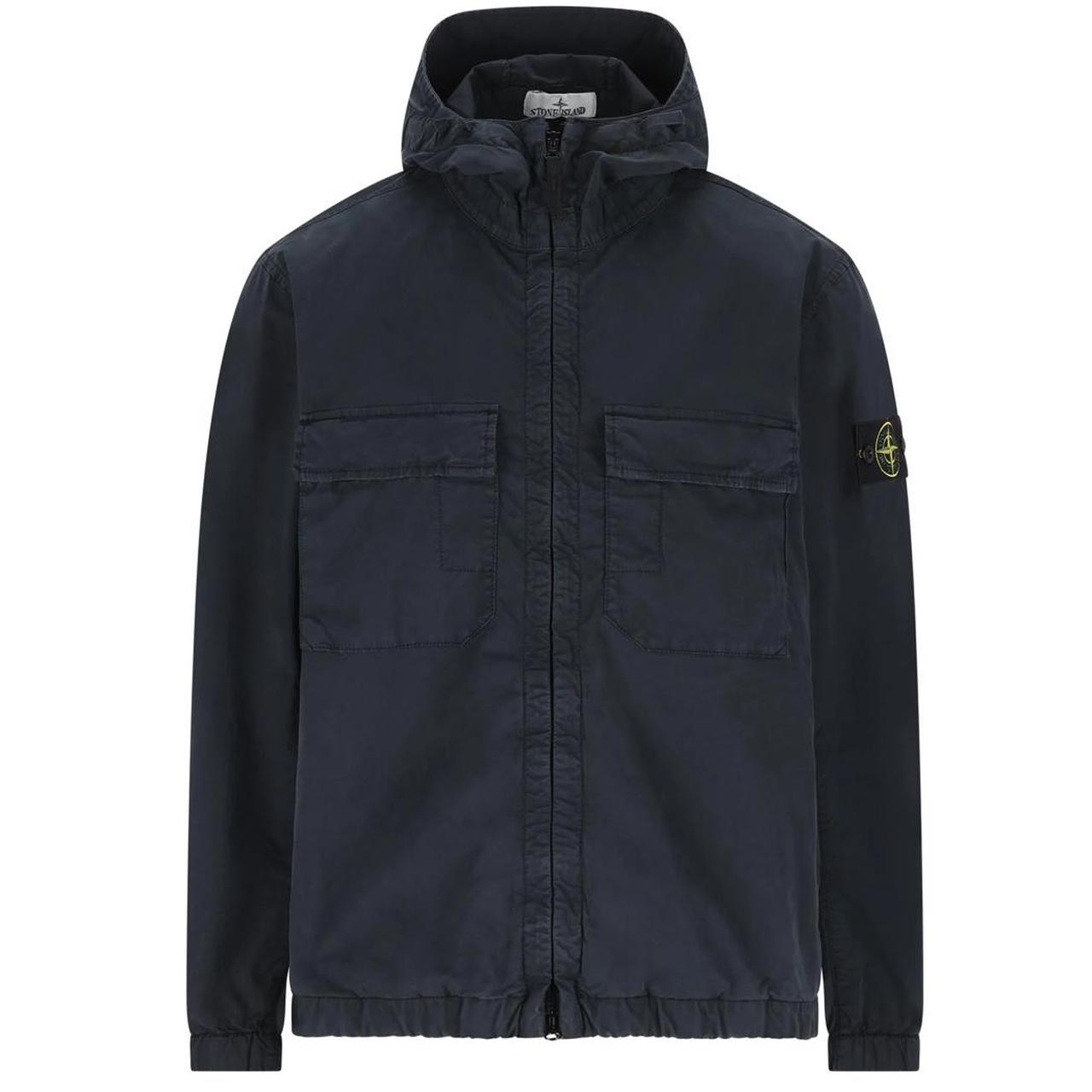 Stone Island Navy Blue Cotton Twill Hooded Jacket