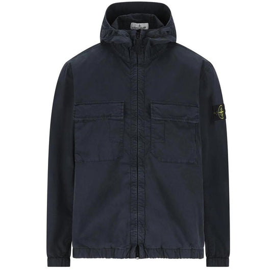 Stone Island Navy Blue Cotton Twill Hooded Jacket
