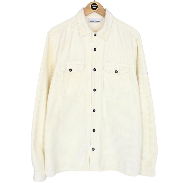 Stone Island AW 2020 Cream Long Sleeve Jumbo Corduroy Shirt