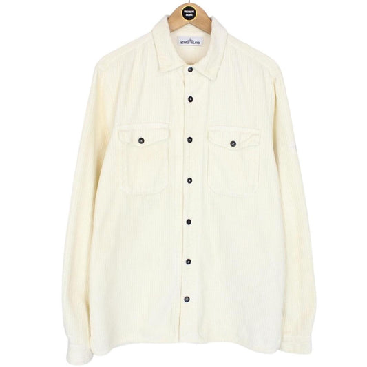 Stone Island AW 2020 Cream Long Sleeve Jumbo Corduroy Shirt